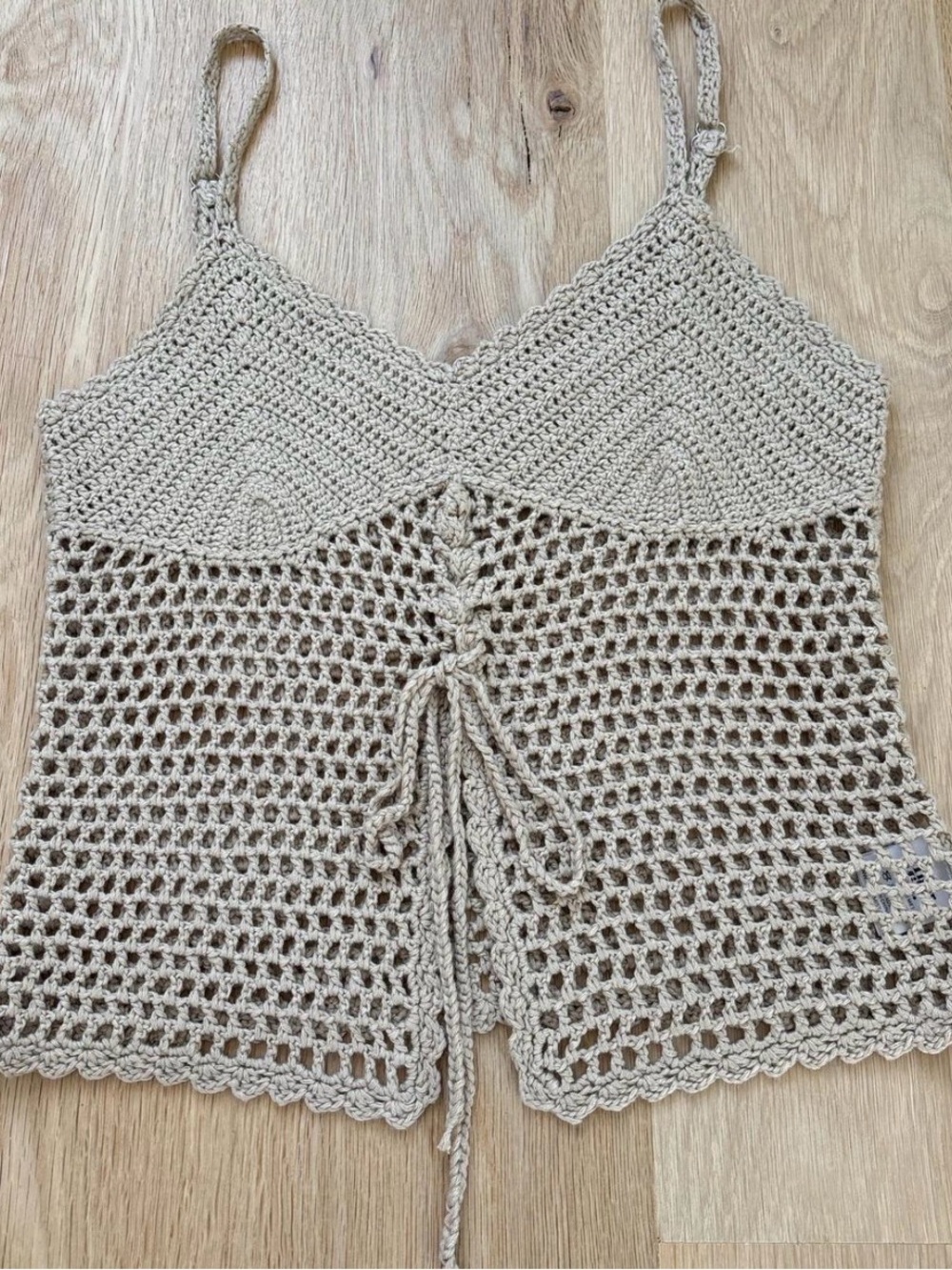 Crochet Cami Top in Beige xs